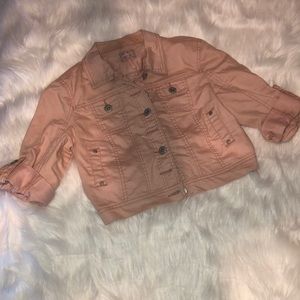 Pink Denim Cropped Jacket